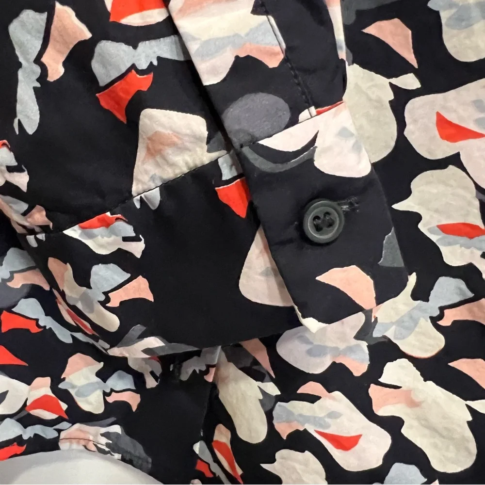 COS Long Sleeve Button Down Blouse Navy Abstract Floral Size 6 - Picture 5 of 9